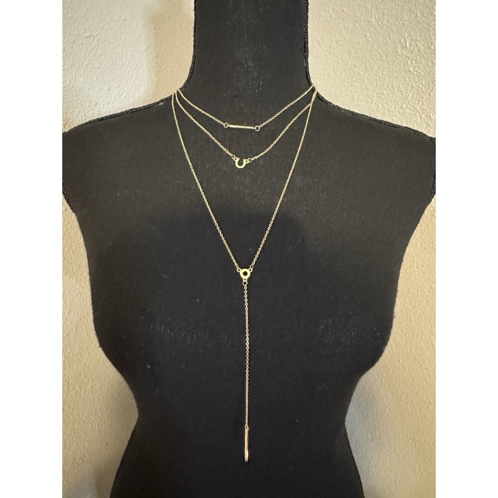 American Eagle Gold Tone 16.5" Long 3 Chain Horseshoe Statement Necklace NEW